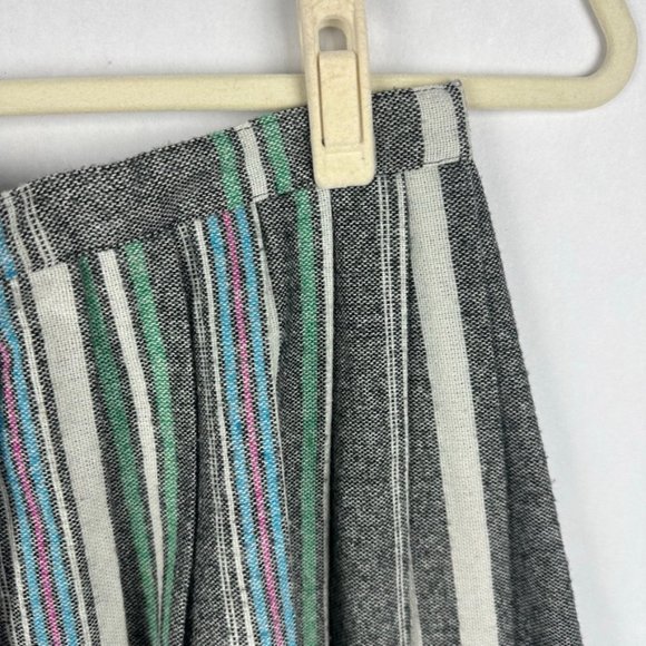 Vintage Womens Plaid Striped Pleated Wool Mid Skirt Size 11 Button Down USA - Picture 2 of 7